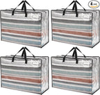 VENO 4 Pack Heavy Duty Moving Bags, Storage Bags, Packing Supplies, Top Zipper by Veno