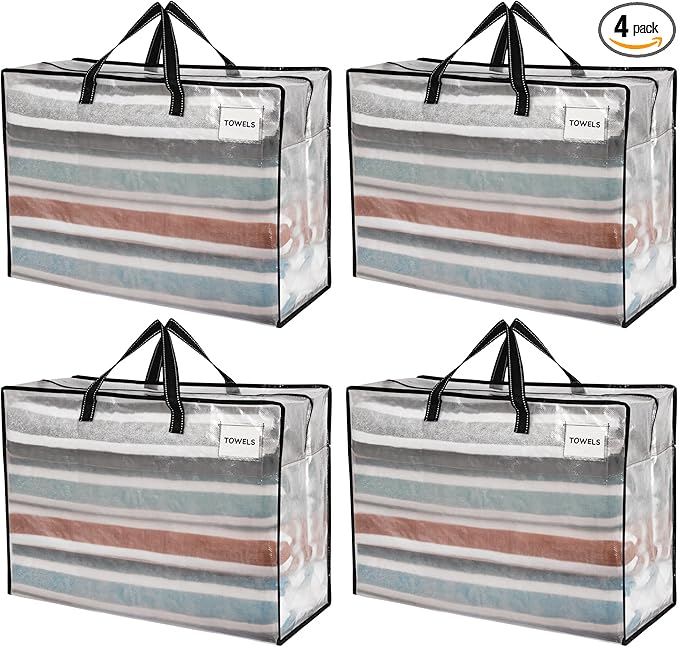 VENO 4 Pack Heavy Duty Moving Bags, Storage Bags, Packing Supplies, Top Zipper by Veno