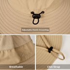 Sun Hats for Men Women Fishing Hat UPF 50+ Breathable Wide Brim Summer UV Protection Hat (Khaki)