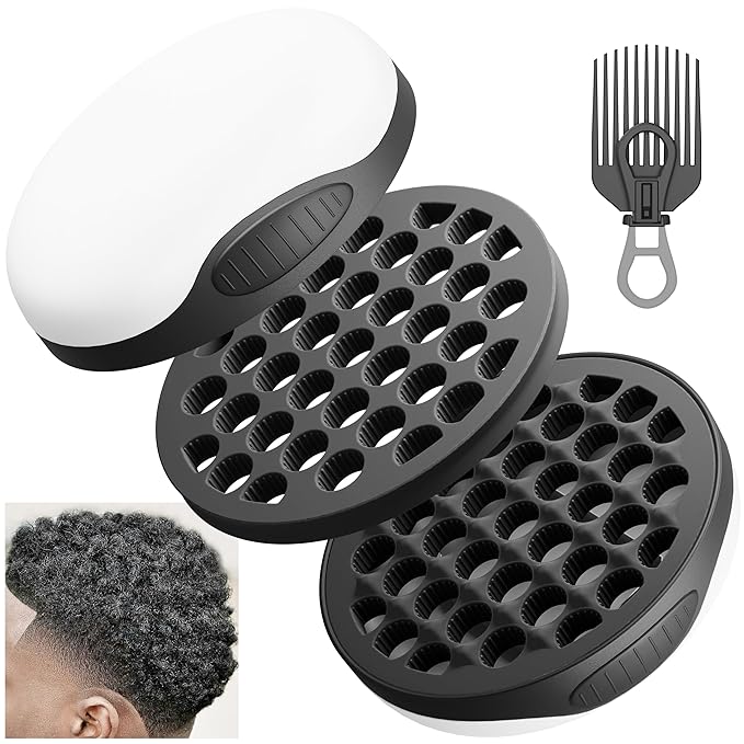 Silicone Curl Brush,Africa Comb,Magic Curly Hair Brush Twist Hair,Afro Pick,Men Women Boys Girls Wave Curler Tool,1 Set Black
