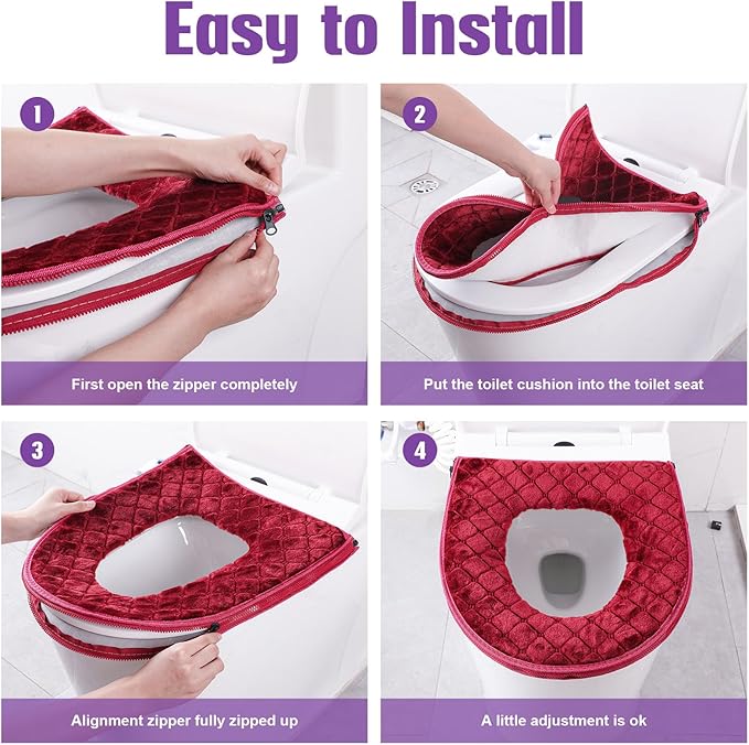 Riakrum 4 Pcs Toilet Seat Covers Pads - Image 5
