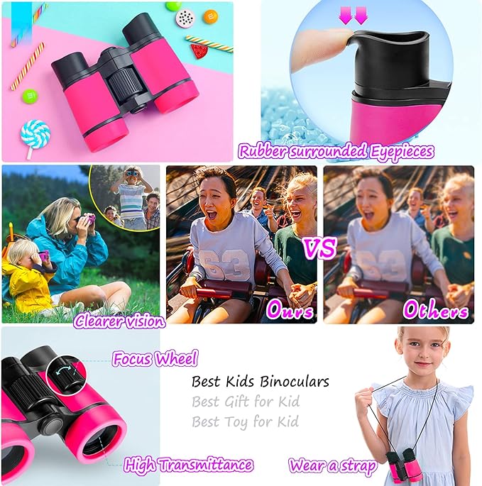 Kids Binoculars Best Gifts for 3-12 Years Boys Girls High-Resolution Optics - Image 4