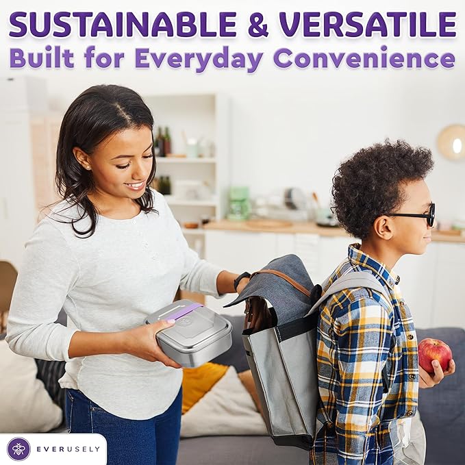 Everusely - Bento Box - Lavender, 60oz / 1.8 L - Stainless Steel Lunch Box - 3 - Image 3