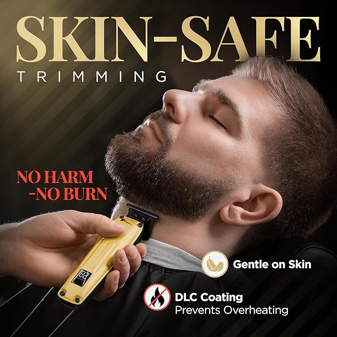 Fagaci Professional Zero Gapped Trimmer for Men, 5X Longer Sharpness Cordless Beard Trimmer for Men, T Liners Professional Trimmers for Barbers with Brushless Motor, Zero Gap Trimmers Barber T Blade