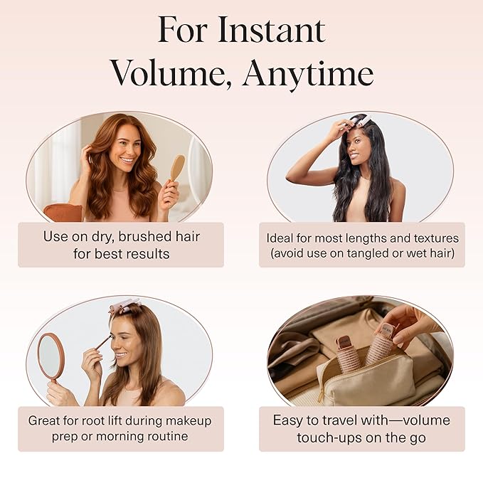 Kitsch Volumizing Hair Clips for Women - Hair Rollers for Volume & Curls - Volumizing Hair Products, Hair Roller Clips for Effortless Curls That Last - 2pc, Terracotta