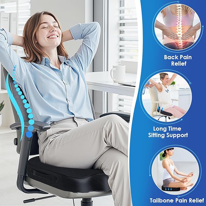 TushGuard Seat Cushion for Office Chair Memory Foam Non-Slip Desk Seat Cushion - Image 6