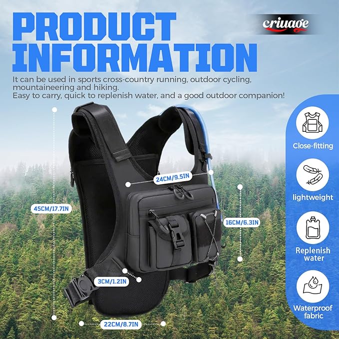 USA Original Patent Running Hydration Vest Backpack, Lightweight Chest Pack - Image 2