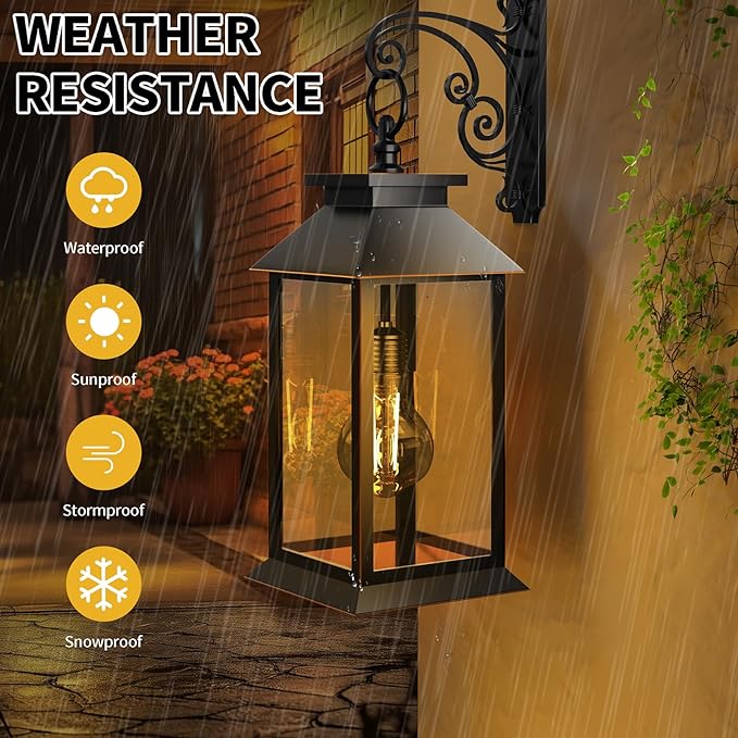 2 Pack Hanging Solar Lanterns Glass Solar Lights Outdoor Waterproof Upgraded - Image 2