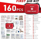 160 Piece Mini First Aid Kit, Compact Waterproof Hard Shell Small Emergency - Image 2