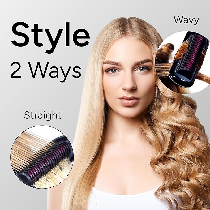 Enzo Milano - SX ENZOcool Professional 2-in-1 Hot Comb for Thick and Thin Hair, Close-to-Root Heating Straightener & Curler for Wavy Styles