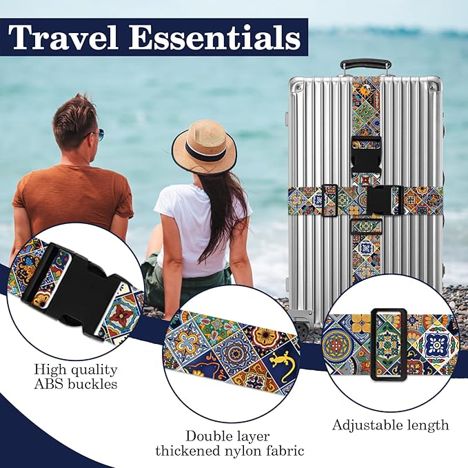 Boho Luggage Straps for Suitcases TSA Approved, Luggage Identifiers for Suitcase - Image 3