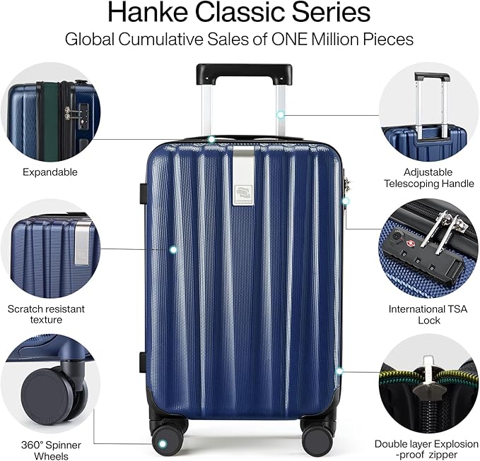 Hanke 20 Inch Expandable Carry on Luggage 22x14x9 Airline Approved Lightweight - Image 5