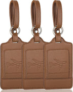 Teskyer Luggage Tags, 3 Pack Premium PU Leather Luggage Tags by TESKYER