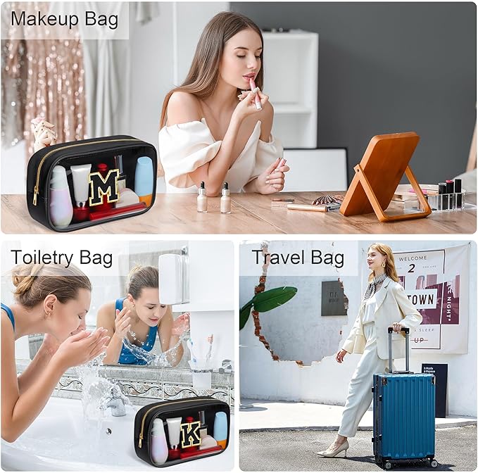 YOOLIFE Initial Travel Essentials Makeup Bag, Skin Care Clear Toiletry Bag - Image 3