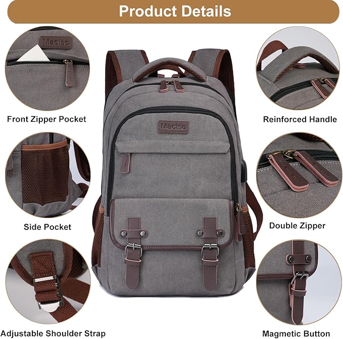Mactso Canvas Travel Laptop Backpack - Image 6