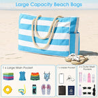 Becokan Beach Bags for Women Large Waterproof Beach Tote Bag Zipper Beach Bags - Image 7