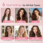 Infrared Thermal Brush 1.65”, 100M Negative Ions 2-in-1 Curling & Straightening Round Brush, 6 Heat Settings, Dual Voltage Styler, Lightweight & Quiet, Auto Shut-Off, Elegant Gift Box for Women