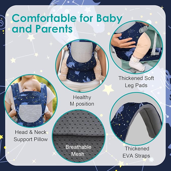 Unicorn Newborn Baby Front Carrier Backpack, Toddler Baby Body Carrier - Image 3