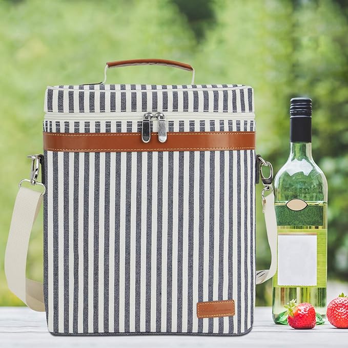 ZORMY 3 Bottle Insulated Wine Tote Cooler Bag, Portable Wine Carrier - Image 9