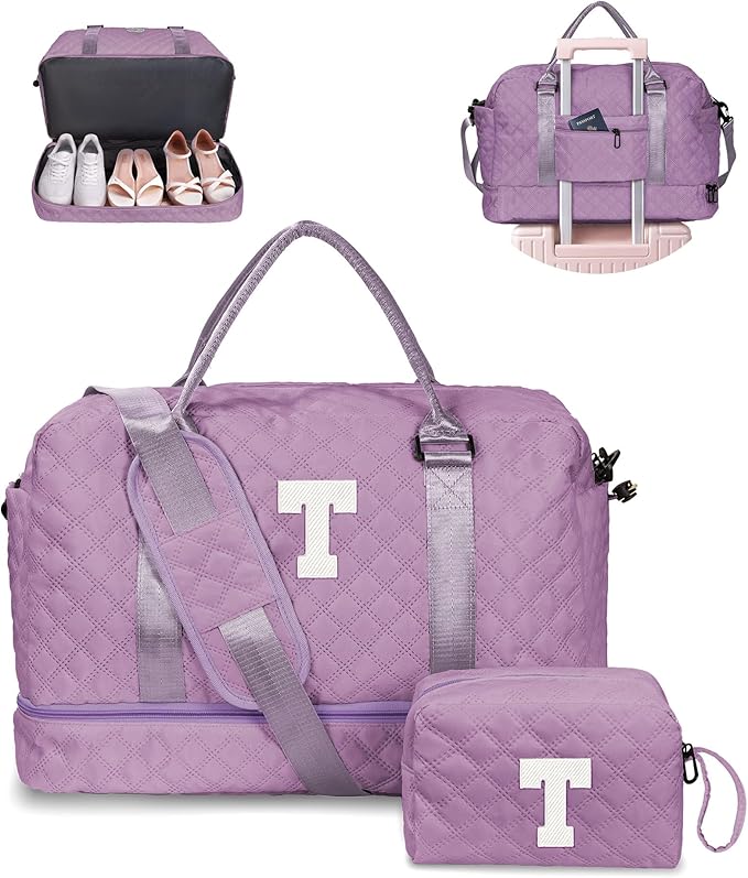 Women Gifts-Duffle Bags with Shoe Compartment, Personalized Weekender Bag by Vogewood