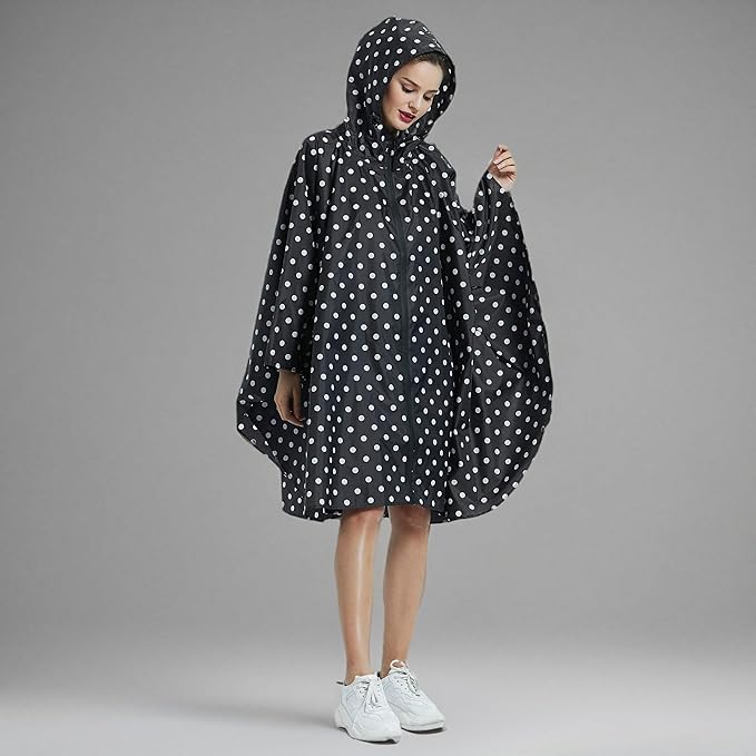 Rain Poncho Jacket Coat Hooded Zipper Style - Image 8