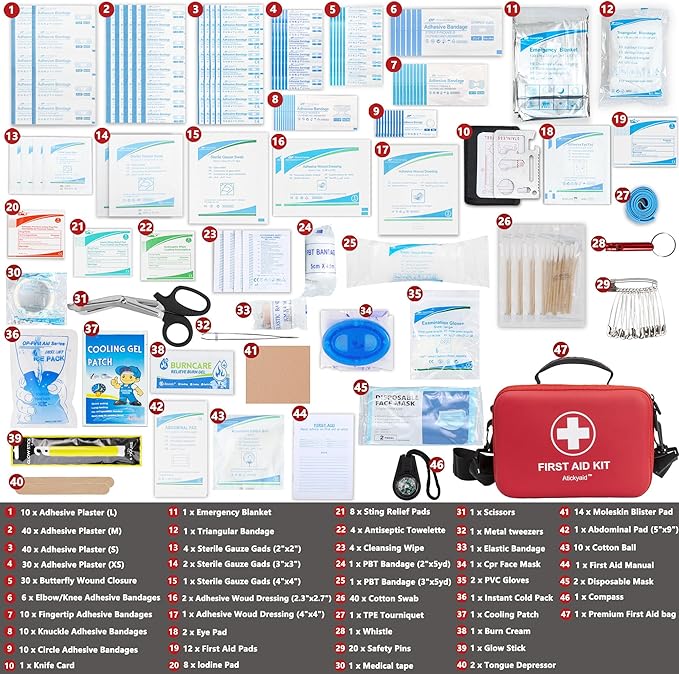 First Aid Kit 340 Piece, Premium Waterproof Hard Shell Medical Kit - Image 2