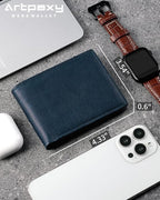 Mens Wallet Bifold Genuine Leather RFID Blocking Wallet - Image 2