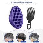 Silicone Curl Brush,Africa Comb,Magic Curly Hair Brush Twist Hair,Afro Pick,Men Women Boys Girls Wave Curler Tool,1 Set (Purple)