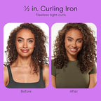 Conair Double Ceramic ½-Inch Curling Iron with Bonus Claw Clip, ½-Inch Barrel Creates Spiral Curls, Hair Curler for Use on Short to Medium Hair, White/Rose Gold