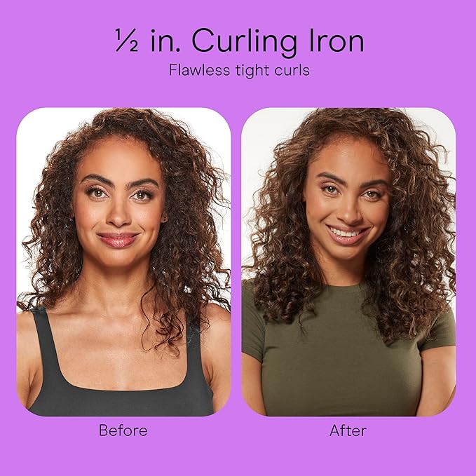Conair Double Ceramic ½-Inch Curling Iron with Bonus Claw Clip, ½-Inch Barrel Creates Spiral Curls, Hair Curler for Use on Short to Medium Hair, White/Rose Gold