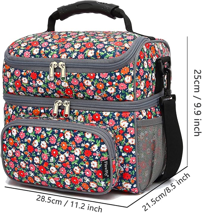 FlowFly Double Layer Cooler Insulated Lunch Bag Adult Lunch Box Large Tote Bag - Image 4