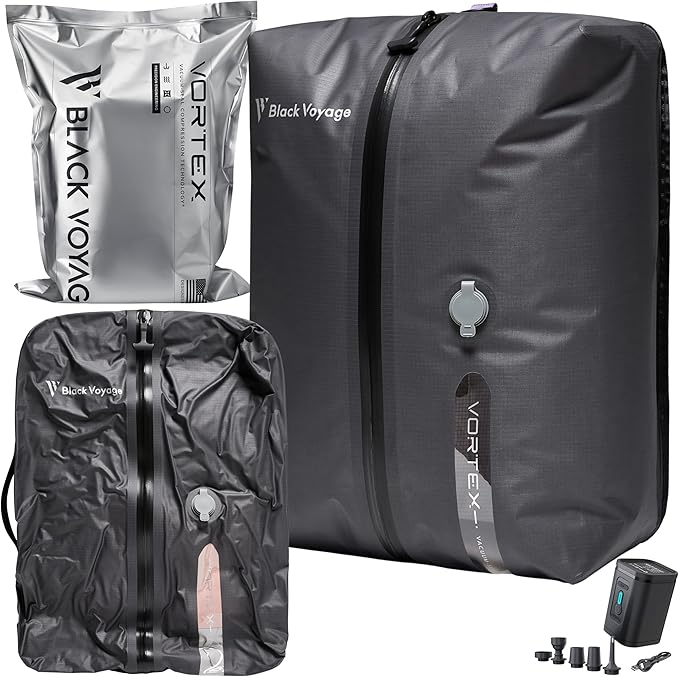 Black Voyage Reusable Vacuum Compression Travel Bag by BlackVoyage