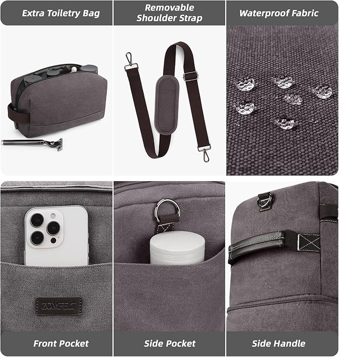 ZOMFELT Travel Duffle Bag for Men Women, Waterproof Canvas Overnight Duffel Bag - Image 6