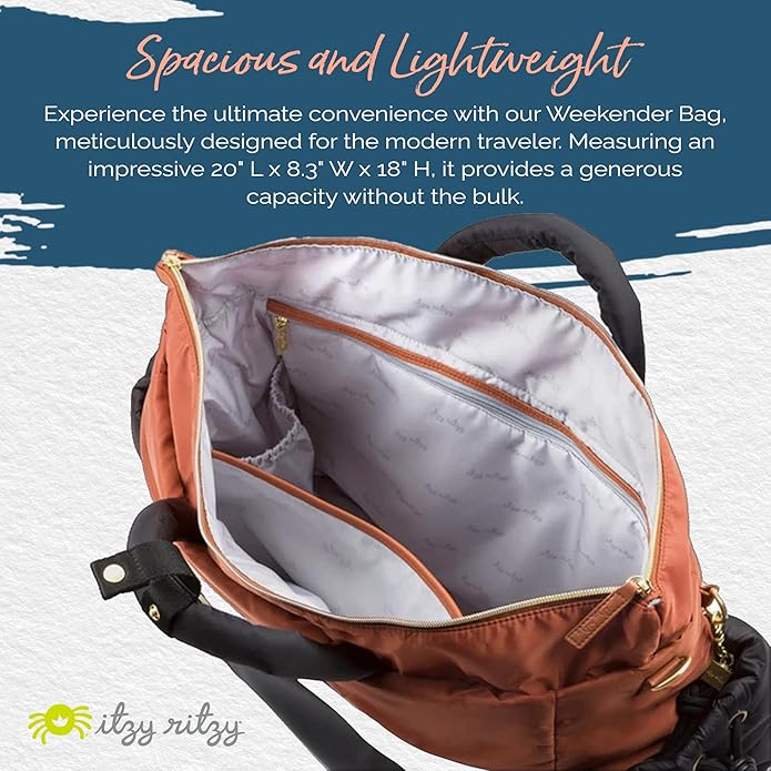 Itzy Ritzy Dream Weekender Travel Bag – Lightweight Overnight Bag - Image 3