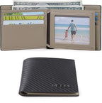 VISOUL Mens Carbon Fiber Leather Bifold Wallet - Image 2