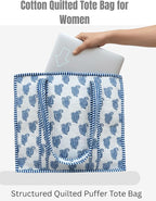 Cotton Quilted Tote Bag for Women – Large Beach & Travel Tote - Image 4