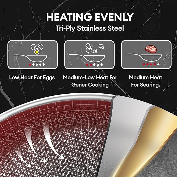 COOKER KING Stainless Steel Cookware Set, Pots and Pans Set Non Stick, Hybrid - Image 2