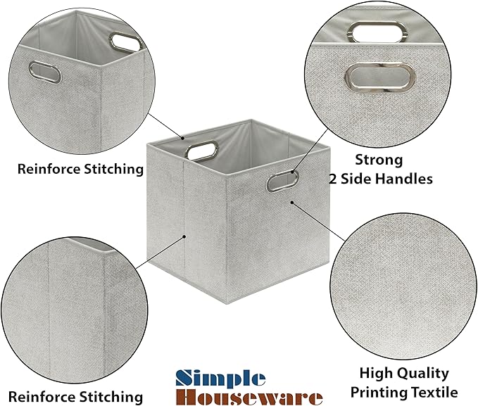 SIMPLE HOUSEWARE 13-Inch Collapsible Fabric Cube Storage Bin - Image 5