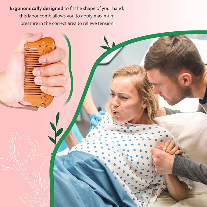 Arrozon Birthing Comb for Labor and Delivery - Wooden Comb for Pregnancy Contractions and Pain Relief