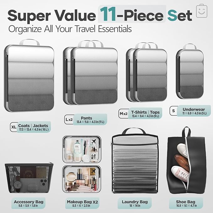 Veken 11 Set Compression Packing Cubes - Image 2