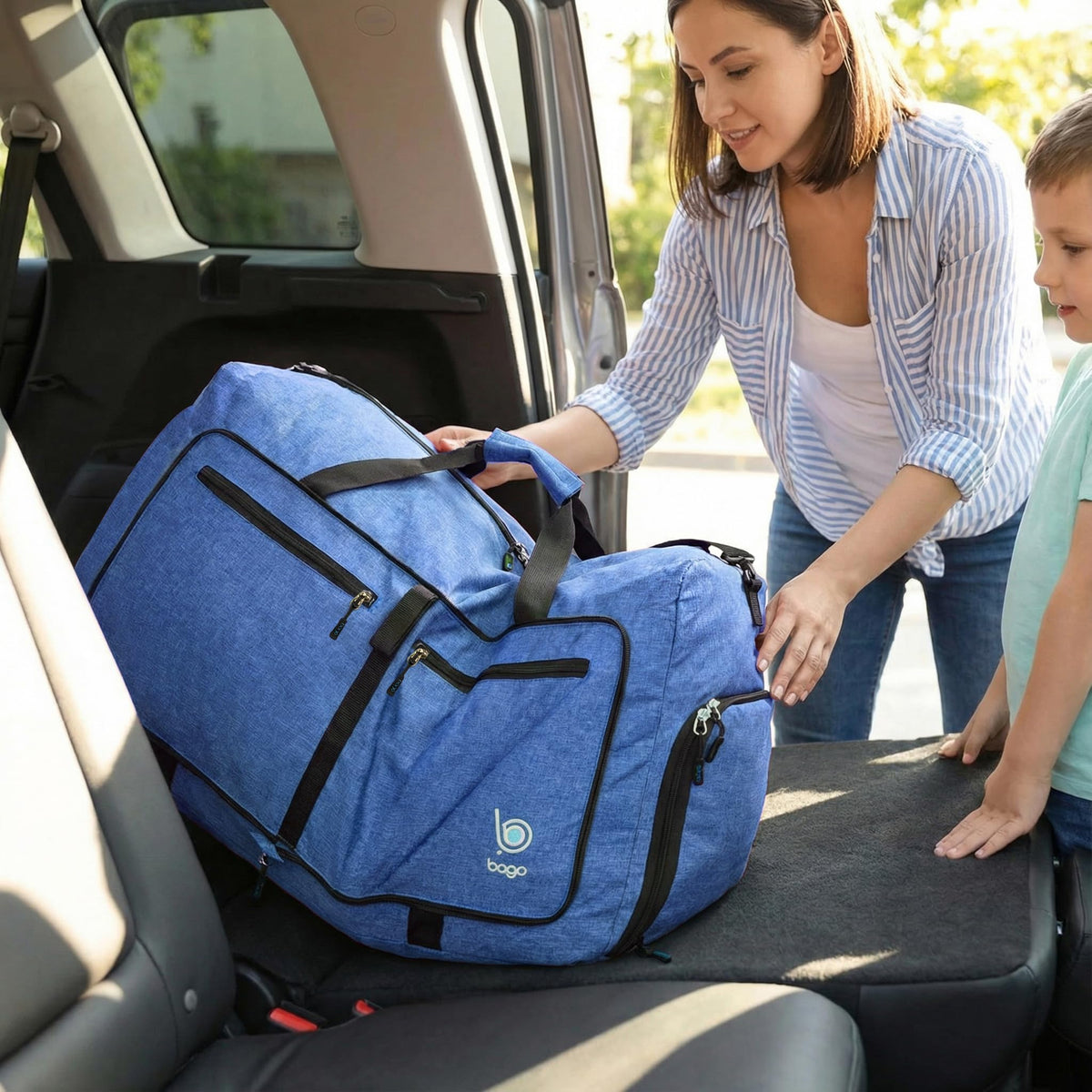 Travel Duffle Bag for Women & Men. Duffel Bag for Traveling & Camping (80L / SnowDepBlue)