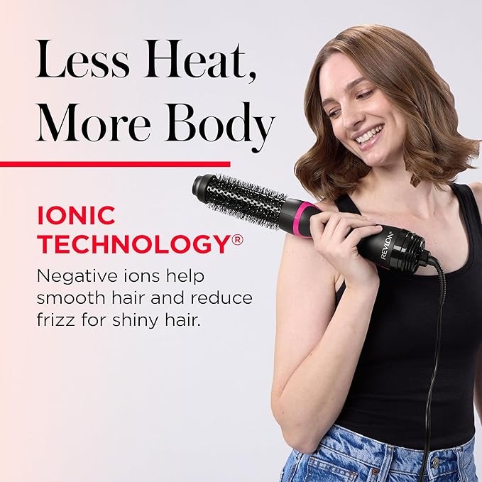 REVLON One-Step Root Booster Hot Air Brush Styler and Dryer, Revive Styles and Add Volume to hair with this Dryer Brush, 1 ½ inch Barrel (Black)