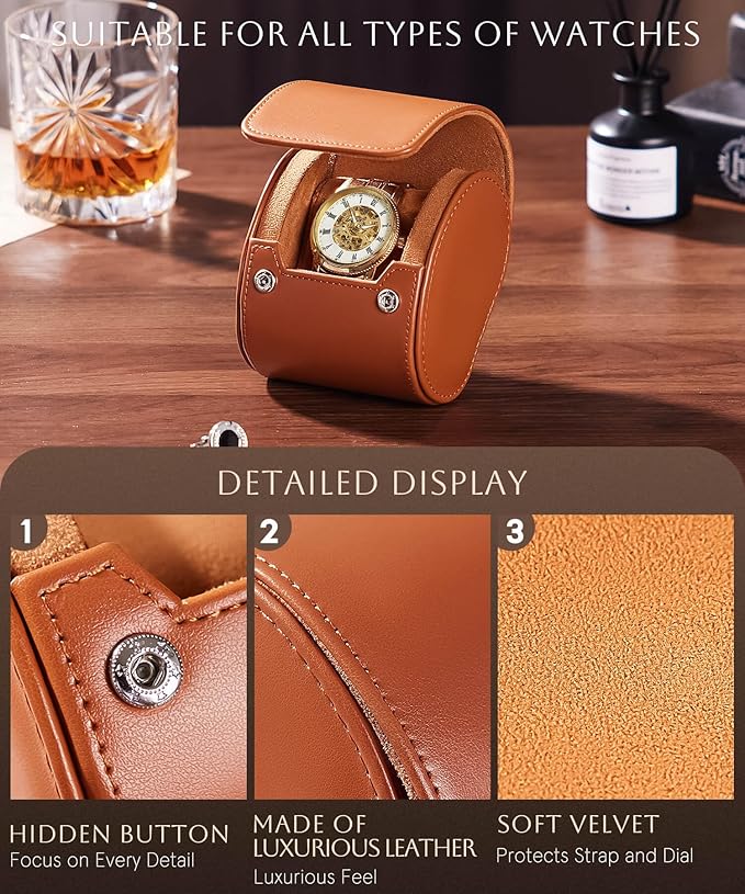 Homde Travel Watch Box Leather: Traveling Case - Image 4