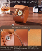 Homde Travel Watch Box Leather: Traveling Case - Image 4