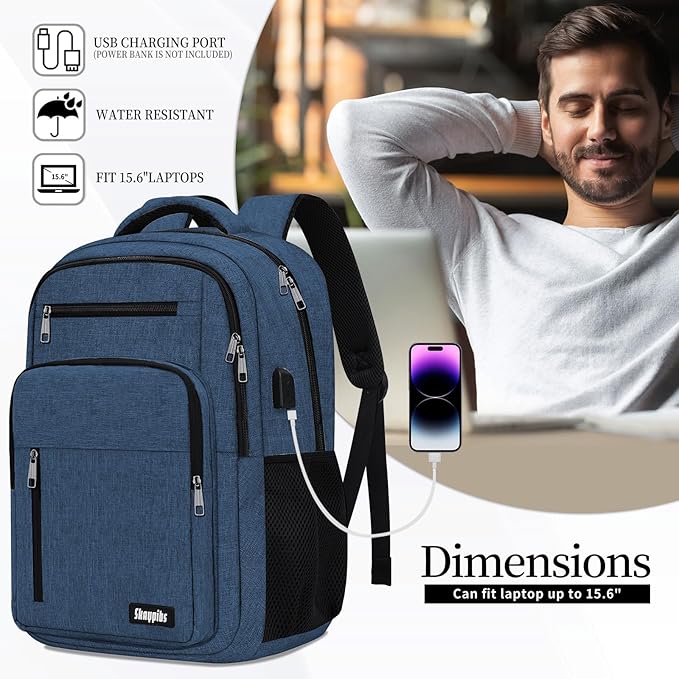 Black Backpack for Men Women, School Backpack for Boys Girls Teens, 15.6 Inch - Image 4