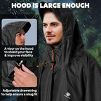 ANYOO Hooded Rain Poncho for Adults Waterproof Lightweight Rain Coat for Men - Image 4