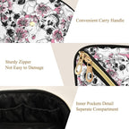 MNSRUU Makeup Organizer Bag, Travel Makeup Bags, Pink Floral Cosmetic Case, Large Capacity, Scratch Resistant, Lightweight