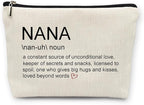 Huester Nana Gifts Makeup Bag, Multi-purpose Travel Cosmetic Case for Women, Patterned Linen, Zipper Closure, Perfect for Makeup, Travel, Toiletry