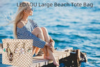 LEDAOU Large Beach Tote Bag Women Waterproof Sandproof Zipper Beach Tote Bag - Image 2