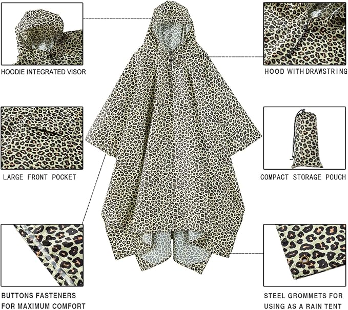 salamra Hooded Rain Poncho Waterproof Raincoat Jacket - Image 3